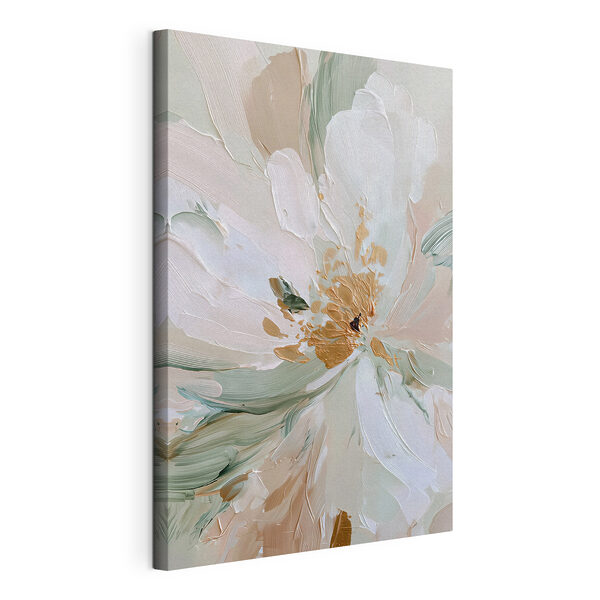 Canvas Schilderijen Verfijnd, bloemig abstract motief in zachte tinten