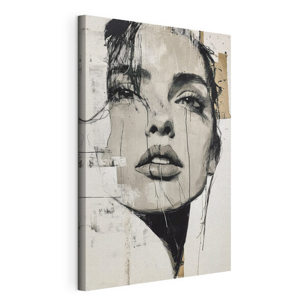 Schilderij van het gezicht van een vrouw Canvas Schilderijen Schilderij van het gezicht van een vrouw