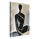 Canvas Schilderijen Schilderij van een zittende vrouw