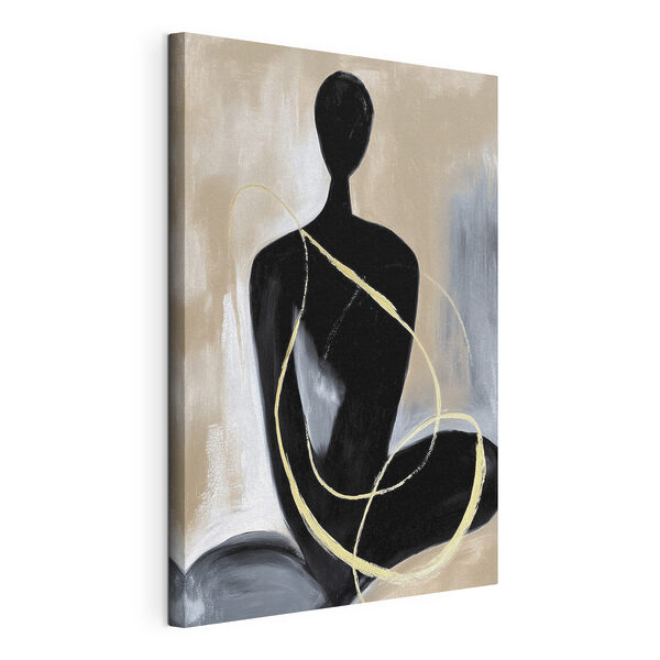 Canvas Schilderijen Schilderij van een zittende vrouw