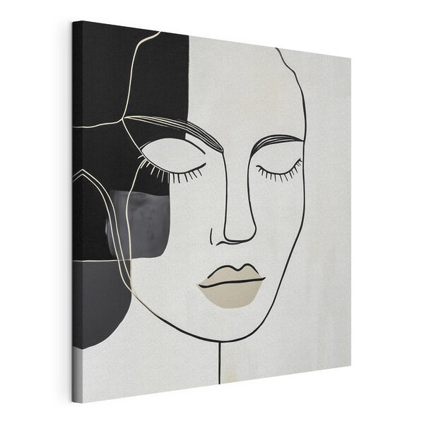 Zwart-witte afbeelding van het gezicht van een vrouw Canvas Schilderijen Zwart-witte afbeelding van het gezicht van een vrouw