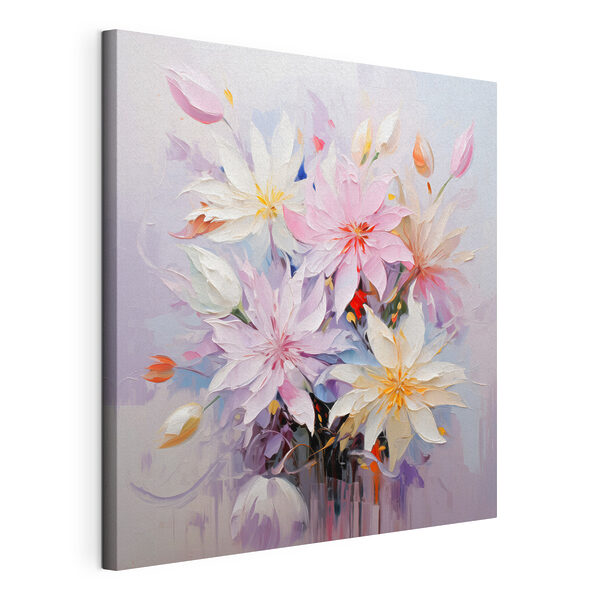 Canvas Schilderijen Schilderij van bloemen op een witte achtergrond