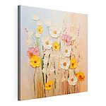 Canvas Schilderijen Kleurrijke bloemen in zachte pasteltinten