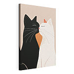 Canvas Schilderijen Zwart-witte katten die elkaar kussen