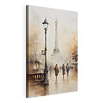 Canvas Schilderijen Aquarel van mensen die over een trottoir lopen