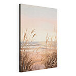 Canvas Schilderijen Strand met hoog gras en water