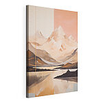 Canvas Schilderijen Schilderij van een bergketen en een meer