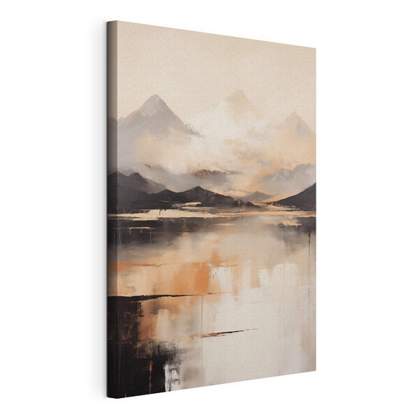 Canvas Schilderijen Schilderij van bergen en water