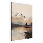 Canvas Schilderijen Schilderij van een bergketen en een meer