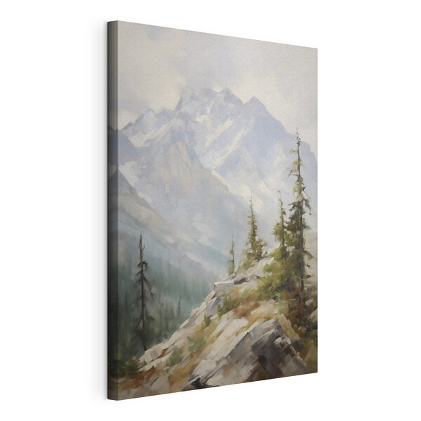 Berglandschap met bomen en bergen Canvas Schilderijen Berglandschap met bomen en bergen