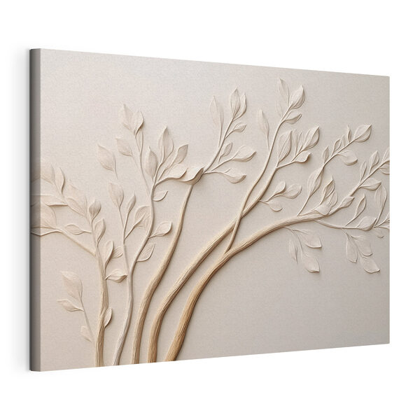 Canvas Schilderijen Witte plant met bladeren eraan