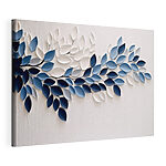 Canvas Schilderijen Blauw-witte bladkunst
