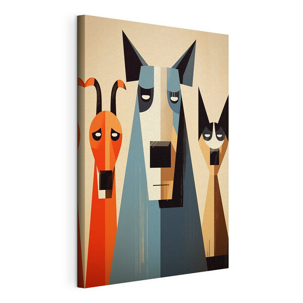 Een groep honden en katten Canvas Schilderijen Een groep honden en katten