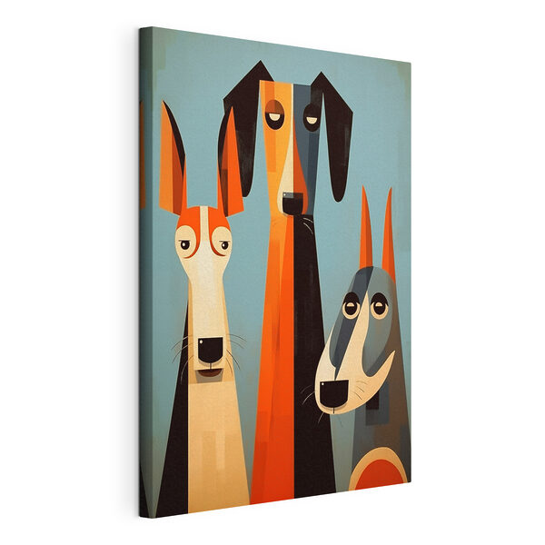 Canvas Schilderijen Een groep honden met verschillende kleuren
