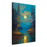 Canvas Schilderijen Maan boven een rivier