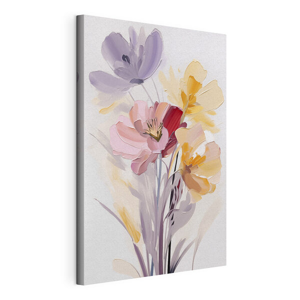 Canvas Schilderijen Schilderij van bloemen op een witte achtergrond
