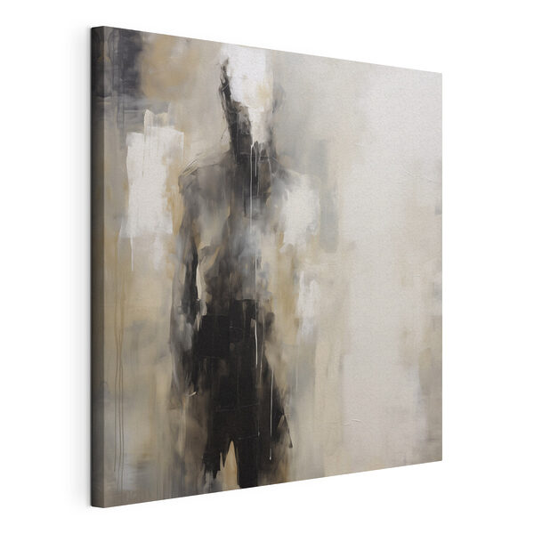 Schilderij van een persoon in zwart-wit Canvas Schilderijen Schilderij van een persoon in zwart-wit