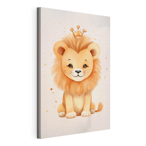 Aquarel van een leeuw met een kroon Canvas Schilderijen Aquarel van een leeuw met een kroon