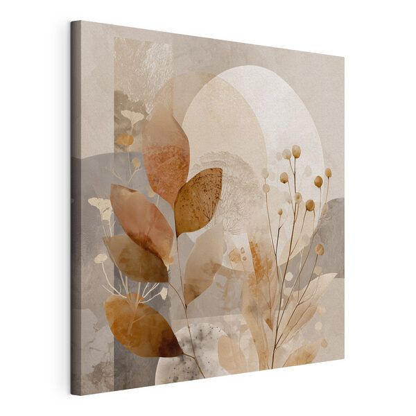 Een elegante, abstracte botanische compositie tentoongesteld Canvas Schilderijen Een elegante, abstracte botanische compositie tentoongesteld