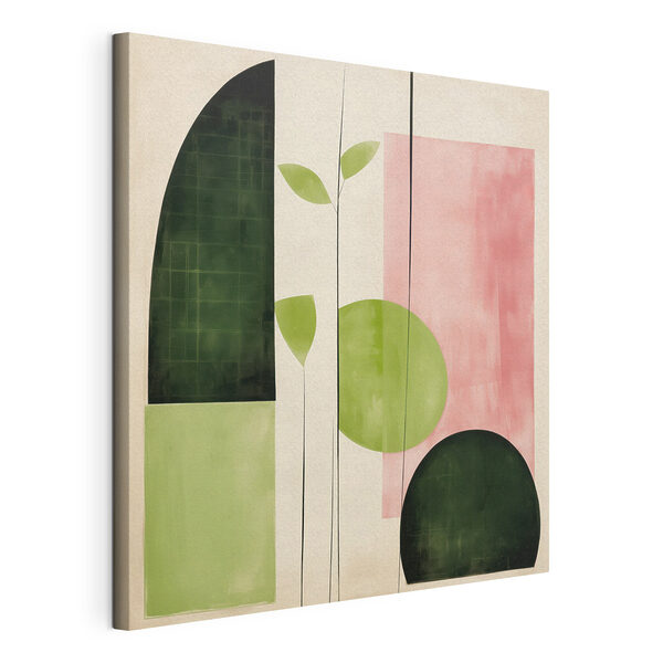 Schilderij van een plant en cirkels Canvas Schilderijen Schilderij van een plant en cirkels
