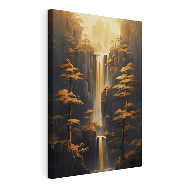 Waterval in een bos Canvas Schilderijen Waterval in een bos
