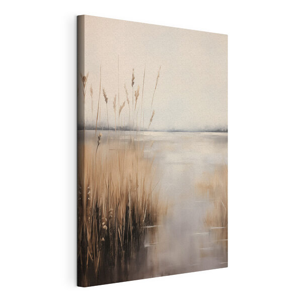 Water met hoog gras en een waterpartij Canvas Schilderijen Water met hoog gras en een waterpartij
