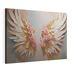 Canvas Schilderijen Roze en witte vleugels met bloemen