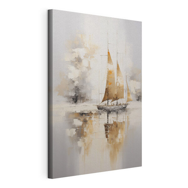 Schilderij van een zeilboot in het water Canvas Schilderijen Schilderij van een zeilboot in het water