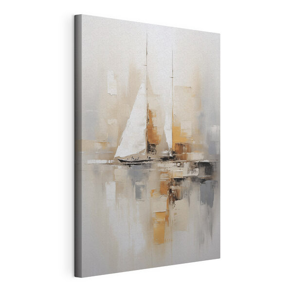 Schilderij van een zeilboot in het water Canvas Schilderijen Schilderij van een zeilboot in het water