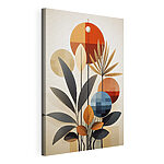 Canvas Schilderijen Plant met bladeren en cirkels