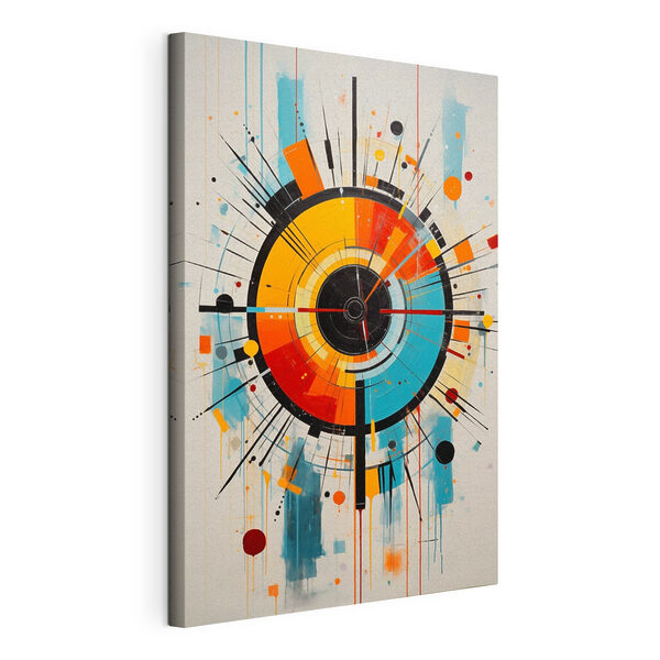 Kleurrijke cirkel met lijnen en stippen Canvas Schilderijen Kleurrijke cirkel met lijnen en stippen