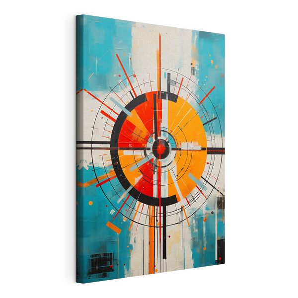 Canvas Schilderijen Kleurrijke cirkel met lijnen en stippen