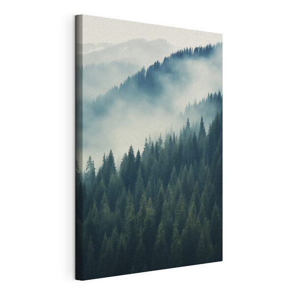 Bos met bomen in de mist Canvas Schilderijen Bos met bomen in de mist