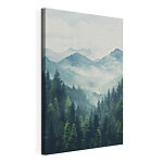 Canvas Schilderijen Landschap met bergen en bomen