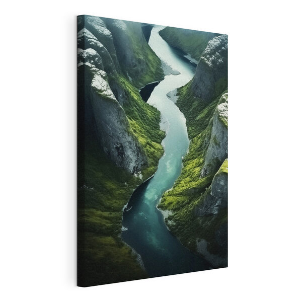 Canvas Schilderijen Een rivier die door een vallei stroomt