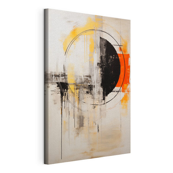Schilderij van een cirkel en een zwarte cirkel Canvas Schilderijen Schilderij van een cirkel en een zwarte cirkel