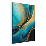 Canvas Schilderijen Dynamische stroom van blauw en goud