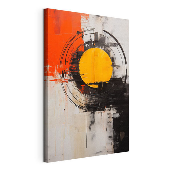 Canvas Schilderijen Schilderij van een cirkel met een gele cirkel in het midden