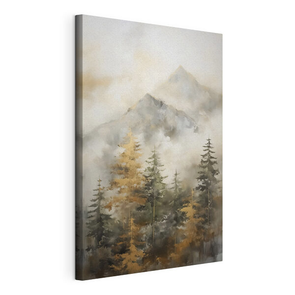 Schilderij van bomen en bergen Canvas Schilderijen Schilderij van bomen en bergen