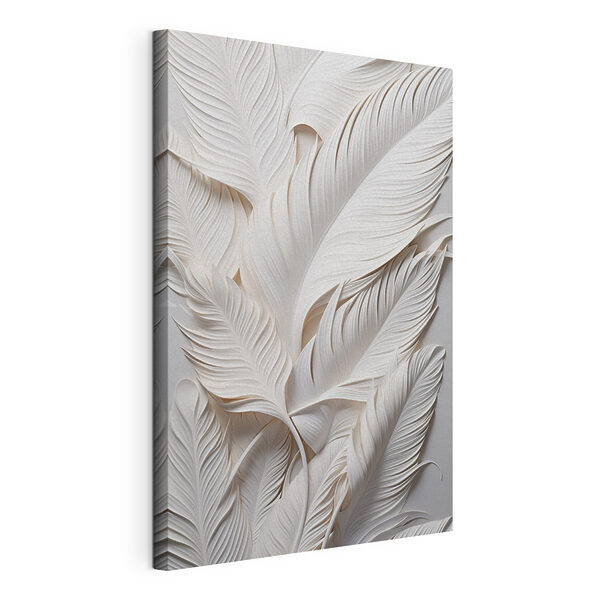 Witte veren op een witte ondergrond Canvas Schilderijen Witte veren op een witte ondergrond