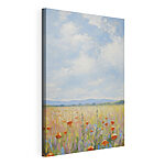Canvas Schilderijen Veld met bloemen en gras