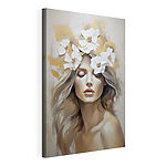 Canvas Schilderijen Schilderij van een vrouw met bloemen in haar haar