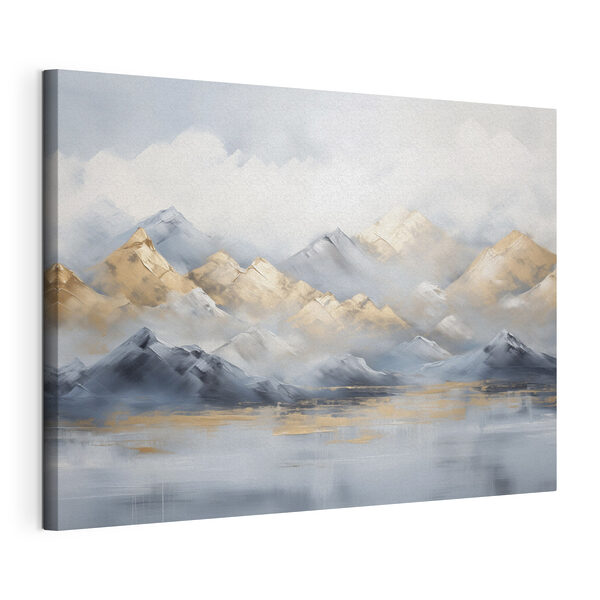 Canvas Schilderijen Schilderij van bergen en mist