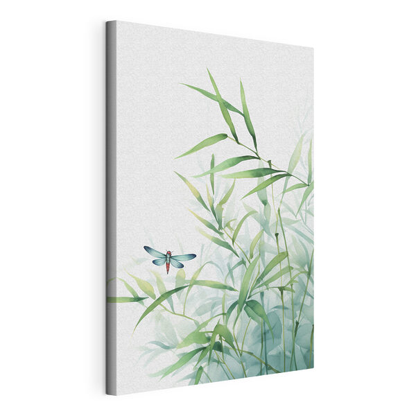 Canvas Schilderijen Libelle op een plant