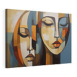 Canvas Schilderijen Schilderij van de gezichten van twee vrouwen