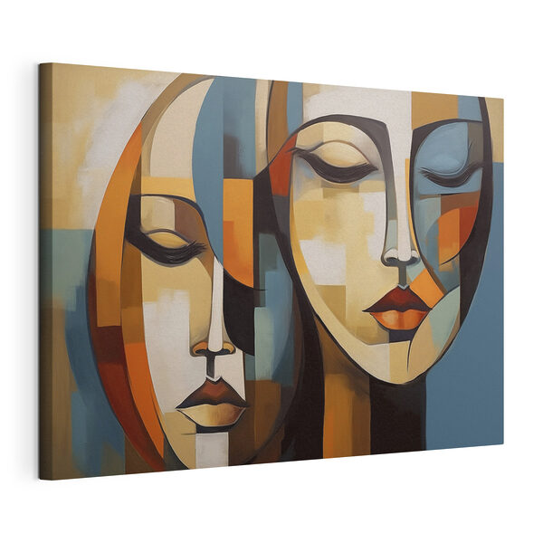Schilderij van de gezichten van twee vrouwen Canvas Schilderijen Schilderij van de gezichten van twee vrouwen