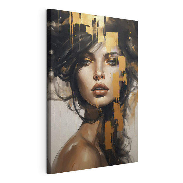 Canvas Schilderijen Schilderij van het gezicht van een vrouw