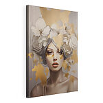 Canvas Schilderijen Schilderij van een vrouw met bloemen in haar haar