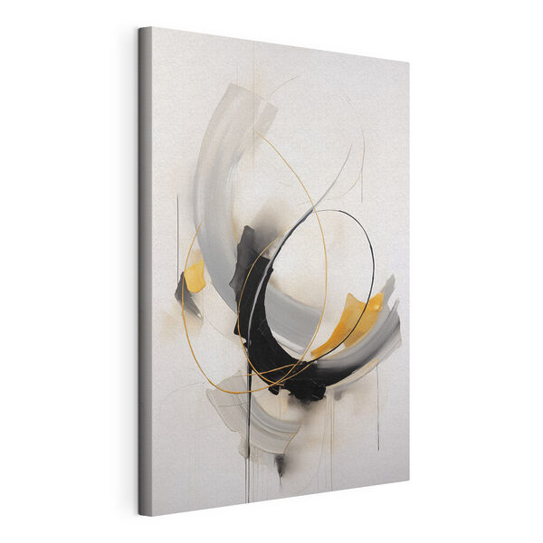 Schilderij van een zwart-gele werveling Canvas Schilderijen Schilderij van een zwart-gele werveling