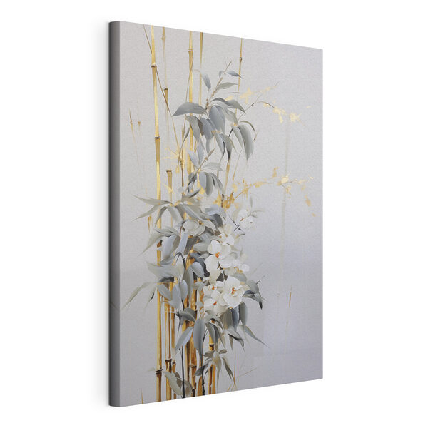 Canvas Schilderijen Schilderij van bloemen en bladeren